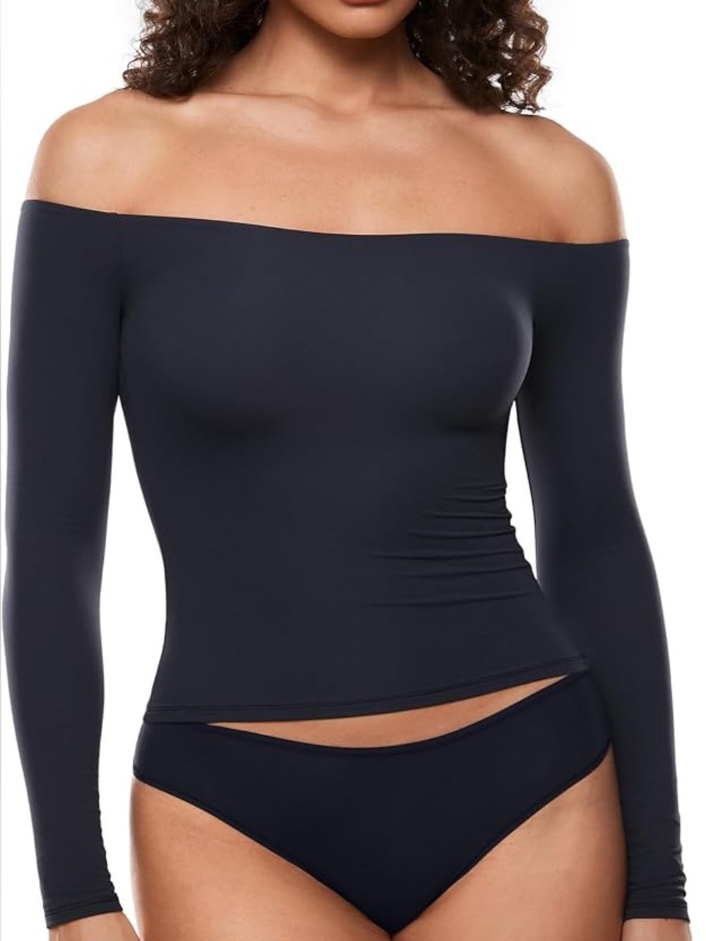 Inlyric Inbarely Soft Off The Shoulder Double Lined Long Sleeve